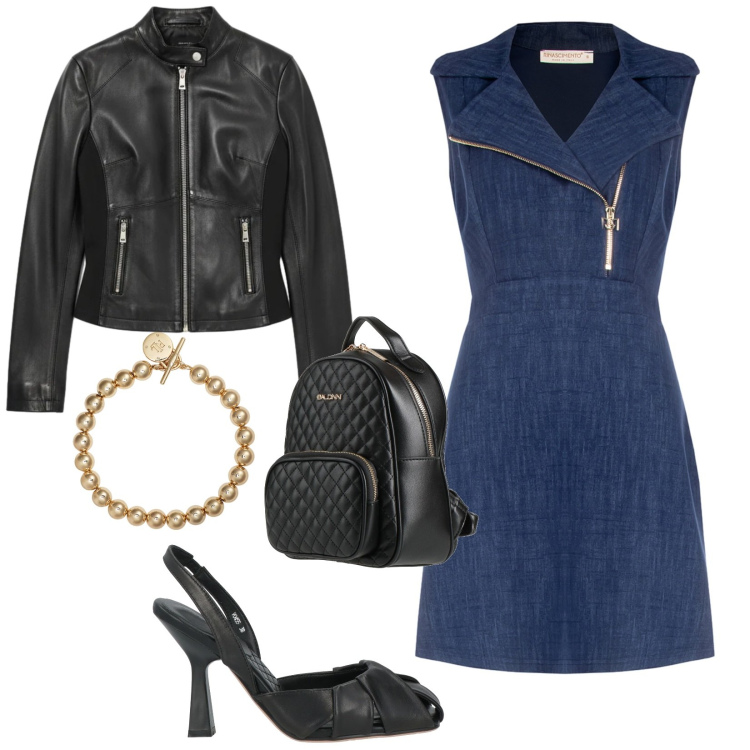 Outfit donna - Total look #2382058. Stile Trendy per Tutti i giorni. Abbinamento con décolleté, zaini, vestiti asimmetrici, giacche, braccialetti.