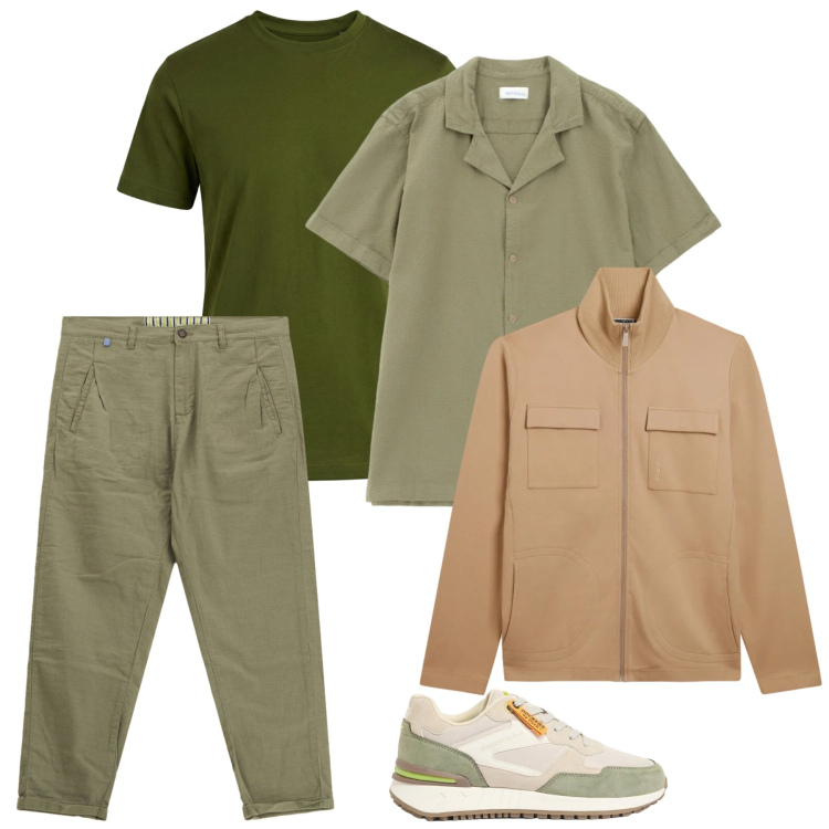Outfit uomo - Camicia army. Stile Casual per Tutti i giorni. Abbinamento con sneakers, pantaloni, camicie a manica corta, t-shirt, felpe.