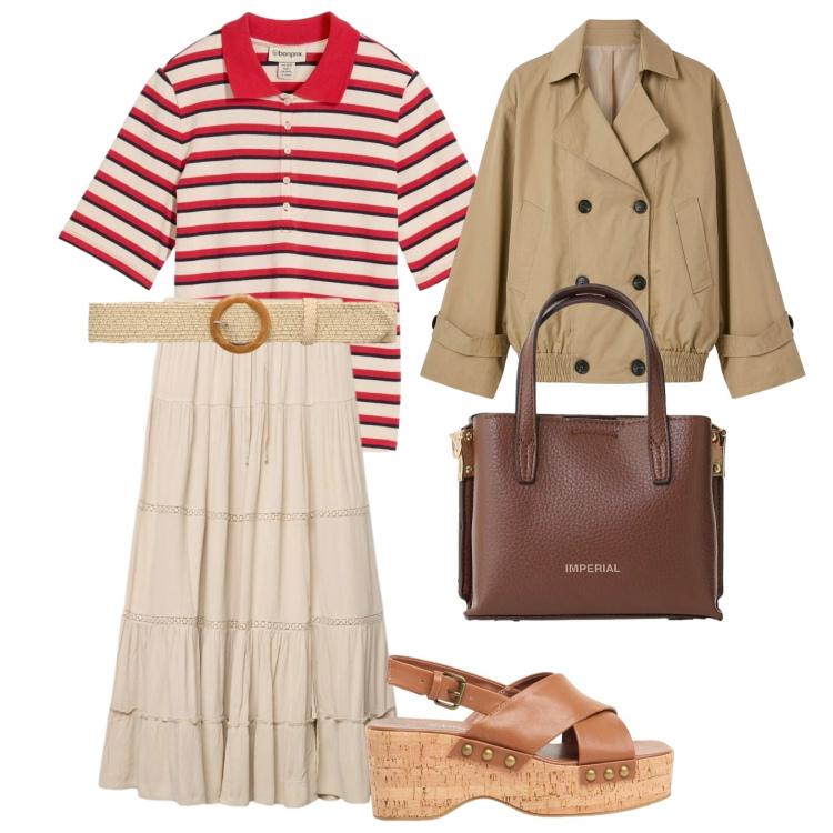 Outfit donna - I zatteroni. per Tutti i giorni. Abbinamento con polo, zeppe, gonne lunghe, cinture, trench, borse a tracolla.
