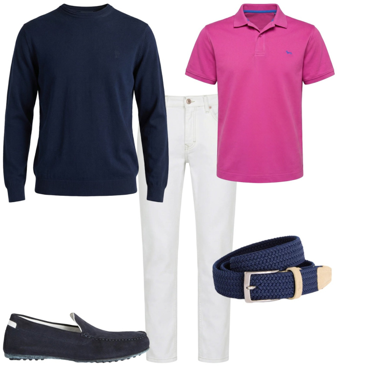Outfit uomo - Trendy ogni giorno. Stile Trendy per Tutti i giorni. Abbinamento con scarpe stringate, cinture, jeans, polo, maglieria.
