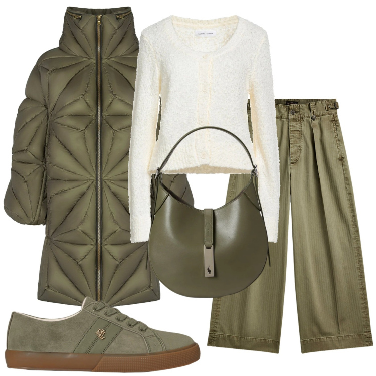 Outfit donna - Total look #2382135. Stile Basic per Ufficio. Abbinamento con cardigans, cappotti, pantaloni, borse a spalla, sneakers.
