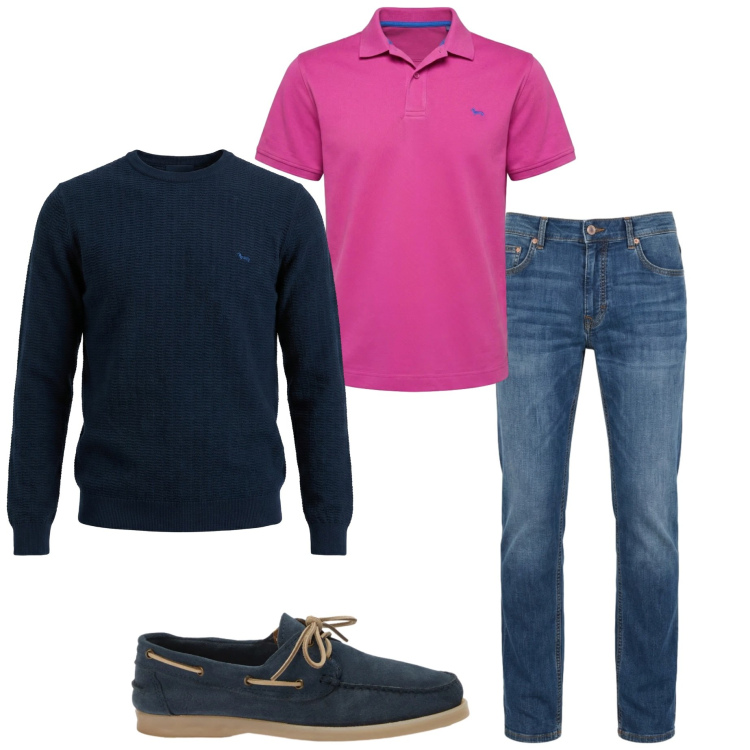 Outfit uomo - Harmont&blaine. Stile Casual per Tutti i giorni. Abbinamento con pullovers, jeans, polo, scarpe stringate.