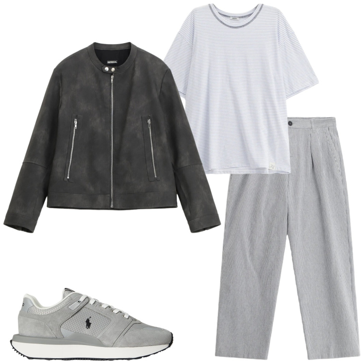 Outfit uomo - Giubbino in pelle. Stile Urban per Tutti i giorni. Abbinamento con pantaloni, t-shirt, giacche, sneakers.