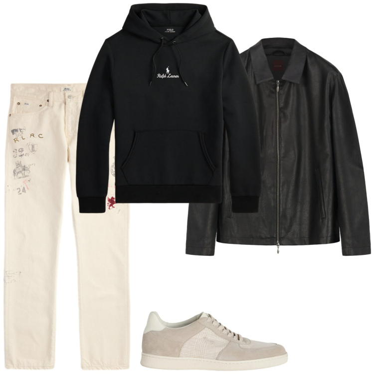 Outfit uomo - Total look #2382143. Stile Casual per Tutti i giorni. Abbinamento con sneakers, felpe con cappuccio, jeans dritti, giacche.