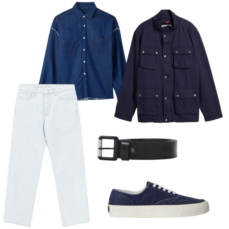 Outfit uomo - La bella stagione. per Mare. Abbinamento con giacche, camicie, jeans, cinture, sneakers.