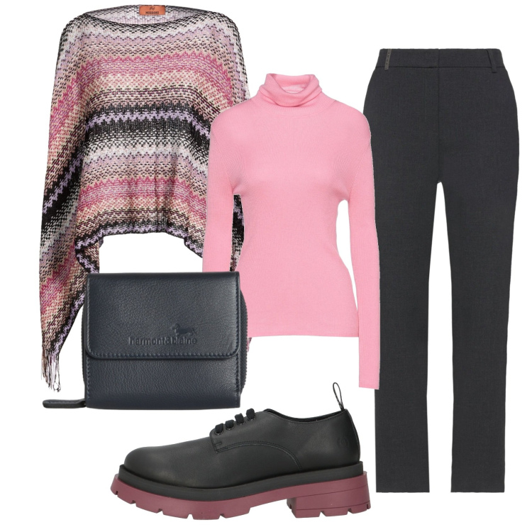 Outfit donna - Total look #2382154. Stile Basic per Ufficio. Abbinamento con cappotti, pantaloni, maglieria, scarpe stringate, portafogli.