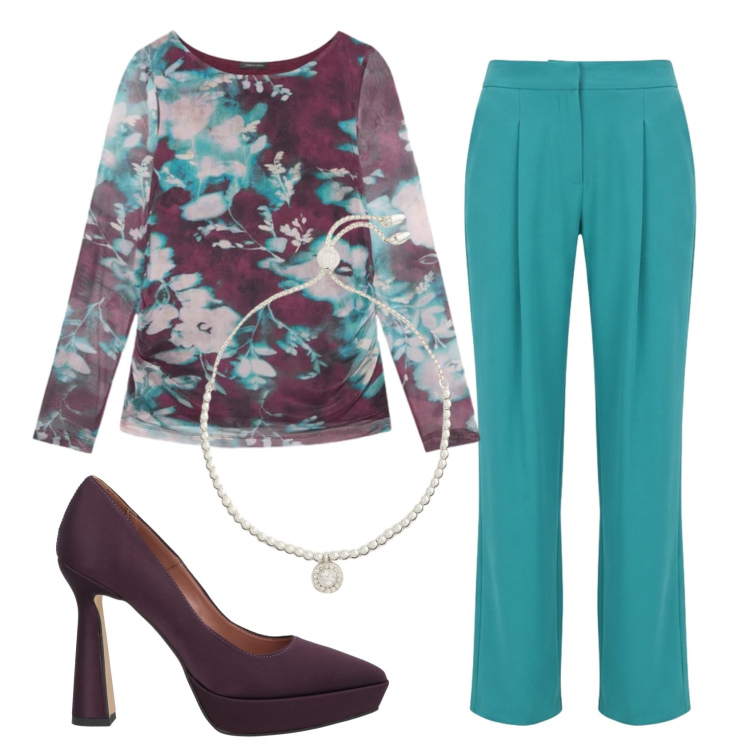 Outfit donna - Total look #2382166. Stile Basic per Tutti i giorni. Abbinamento con décolleté, t-shirt, pantaloni, braccialetti.
