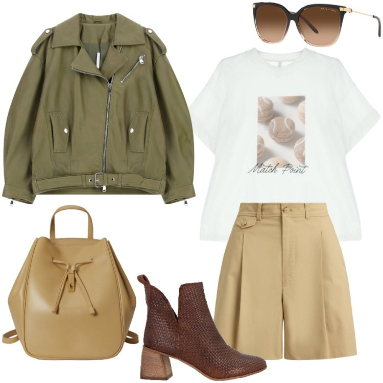 Outfit donna - Urban style. Stile Urban per Tutti i giorni. Abbinamento con stivaletti, giacche, t-shirt, occhiali da sole, zaini, bermuda.