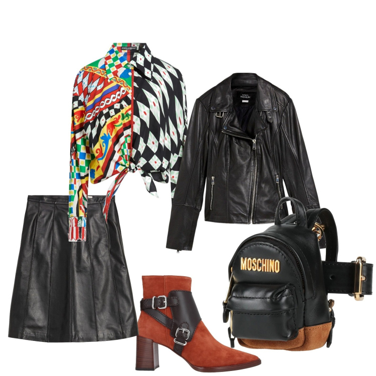 Outfit donna - Total look #2382205. Stile Rock per Serata fuori. Abbinamento con camicie, stivaletti, marsupi, blazer, gonne.