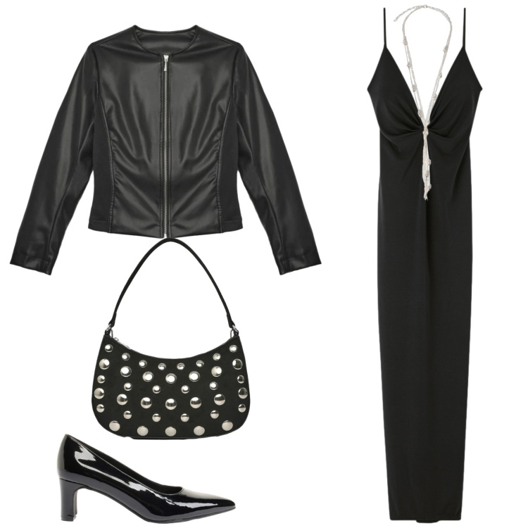 Outfit donna - Total look #2382210. Stile Minimal per Serata fuori. Abbinamento con décolleté, giacche, borse a tracolla, vestiti lunghi, collane.