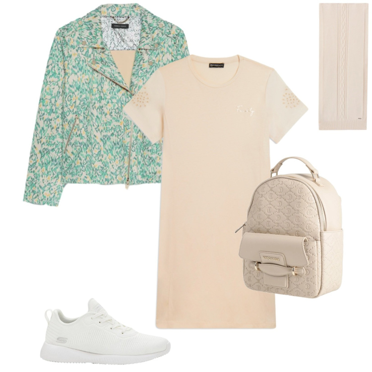 Outfit donna - Total look #2382219. Stile Sporty chic per Tutti i giorni. Abbinamento con zaini, sneakers, blazer, vestiti midi/longuette, sciarpe.