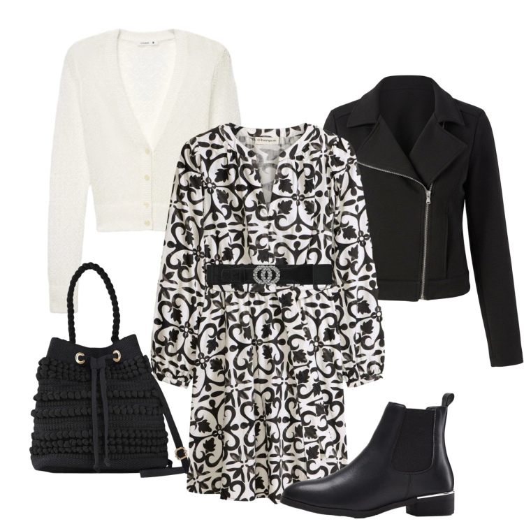 Outfit donna - Armocromia inverno. Stile Casual per Tutti i giorni. Abbinamento con vestiti corti, stivaletti, borse a secchiello, cinture, cardigans, giacche.