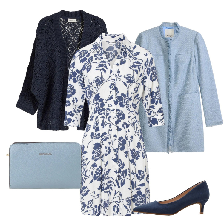 Outfit donna - Armocromia estate fredda. Stile Casual per Tutti i giorni. Abbinamento con vestiti, cardigans, blazer, décolleté, borse a tracolla.