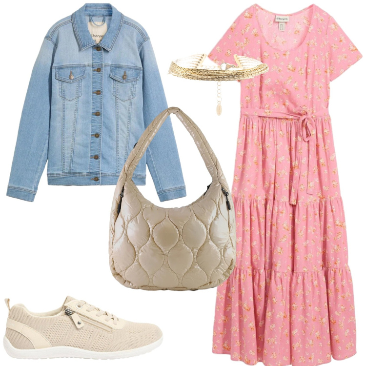 Outfit donna - L\'outfit romantico e casual. Stile Romantica per Tutti i giorni. Abbinamento con vestiti lunghi, cappotti, sneakers, braccialetti, borse tote.