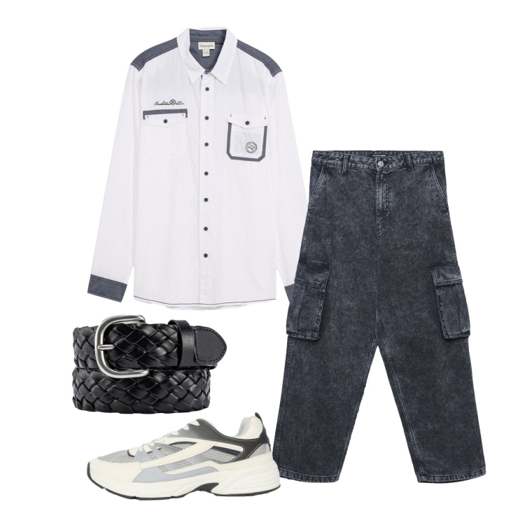 Outfit uomo - Aprile. Stile Trendy per Tutti i giorni. Abbinamento con camicie, jeans, sneakers, cinture.