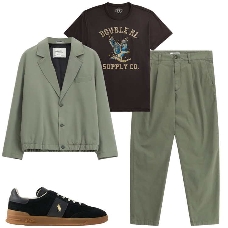 Outfit uomo - City. Stile Urban per Tutti i giorni. Abbinamento con pantaloni, giacche, sneakers, t-shirt.