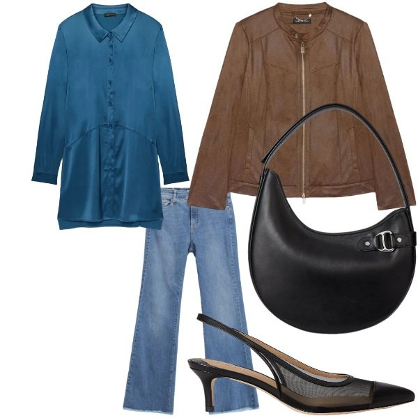 Outfit donna - casual. Stile Casual per Tutti i giorni. Abbinamento con blazer, camicie, jeans, borse a spalla, décolleté.