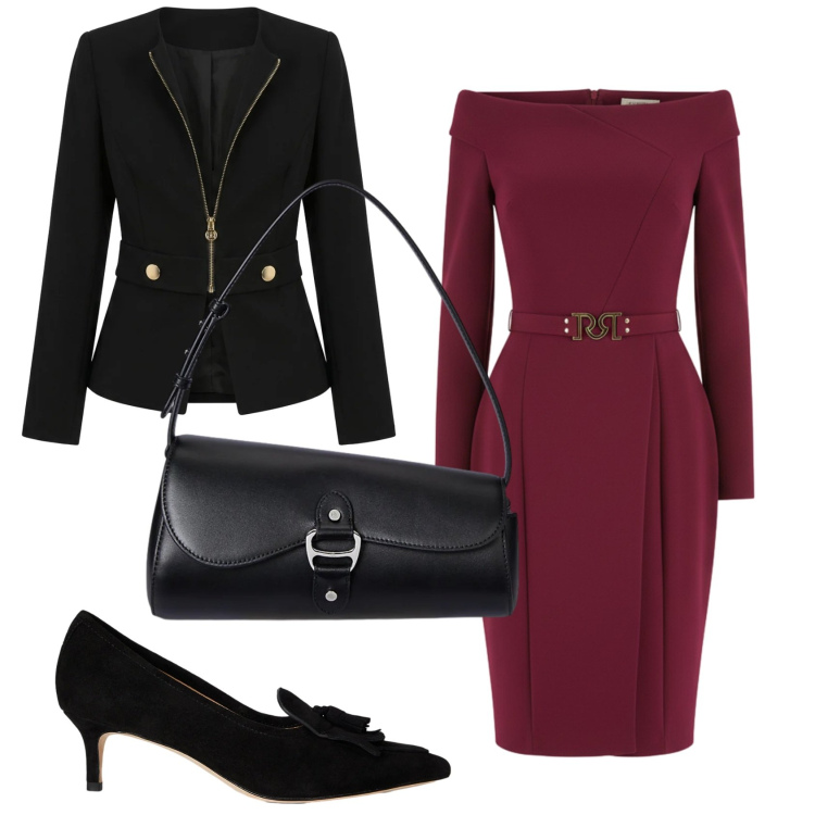Outfit donna - Total look #2382463. Stile Chic per Serata fuori. Abbinamento con vestiti asimmetrici, blazer, borse a spalla, décolleté.