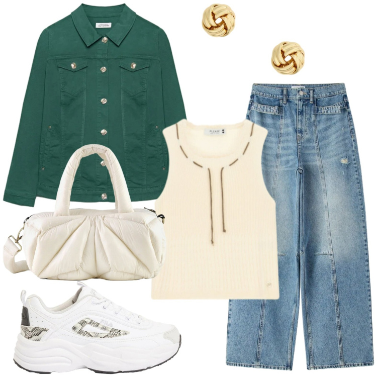 Outfit donna - Effortless, but on point. Stile Minimal per Tutti i giorni. Abbinamento con sneakers, jeans, blazer, top, borse a mano, orecchini.