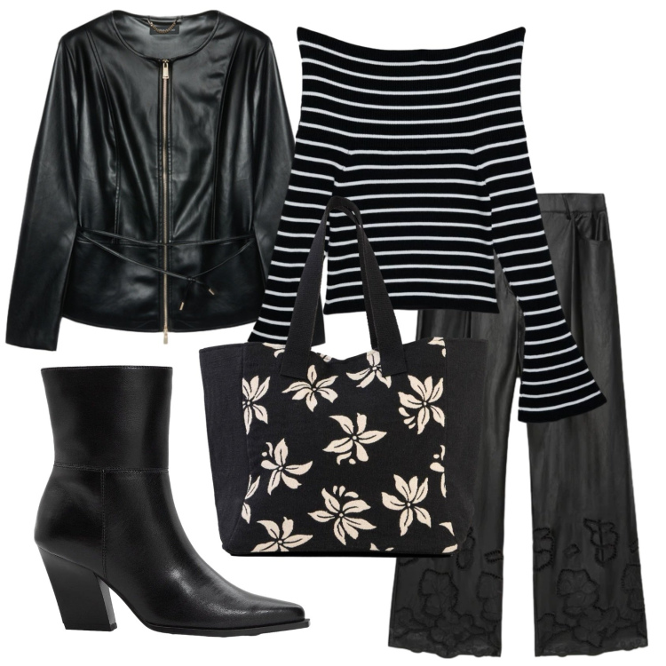 Outfit donna - Total look #2382482. Stile Basic per Serata fuori. Abbinamento con shopping bag, stivaletti, maglieria, pantaloni, blazer.