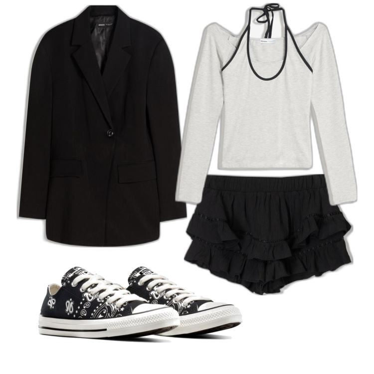 Outfit mujer - Urban #2108. Estilo Urban para Escuela/Universidad. Combinación con faldas, blazers, sneakers, camiseta.