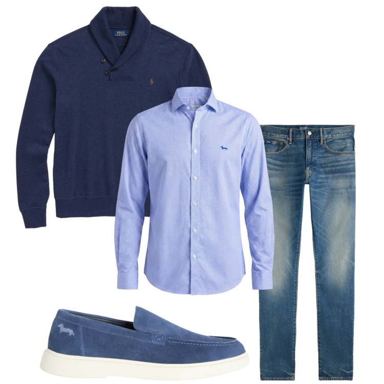 Outfit uomo - Total look #2382495. Stile Urban per Serata speciale. Abbinamento con camicie, sneakers, pullovers, jeans.