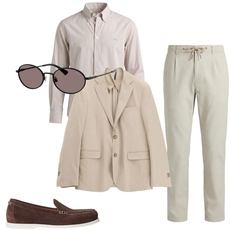 Outfit uomo - Total look #2382500. Stile Business/Elegante per Cerimonia. Abbinamento con camicie, pantaloni, giacche, occhiali da sole, scarpe stringate.