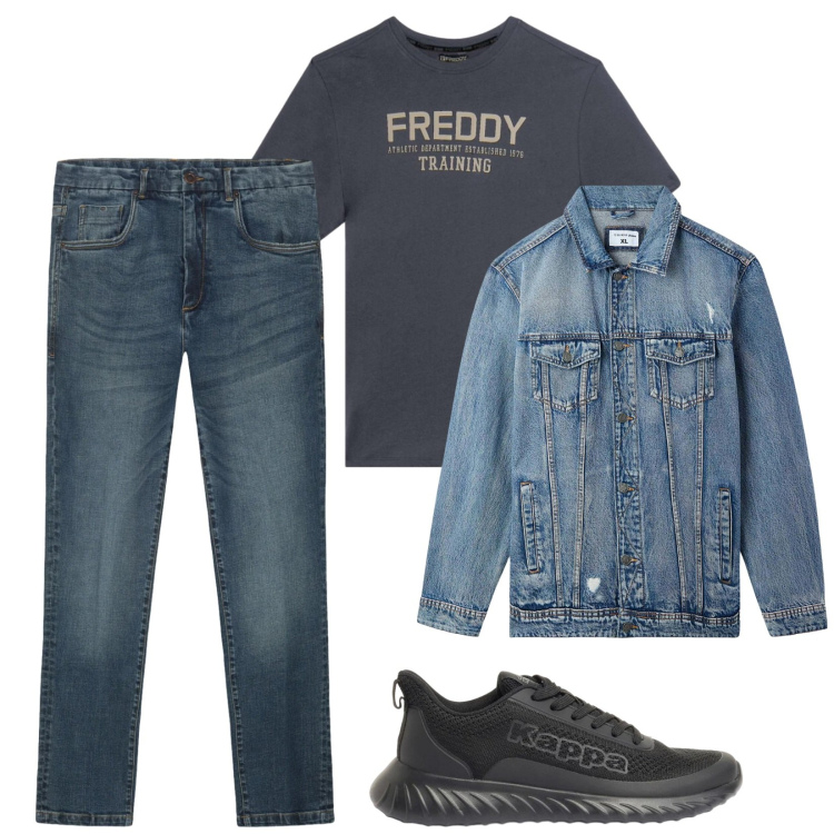 Outfit uomo - Total look #2382502. Stile Urban per Tutti i giorni. Abbinamento con sneakers, t-shirt, giacche, jeans.