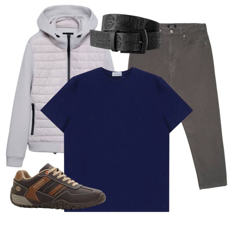 Outfit uomo - Stile Dinamico e Comfort Quotidiano. Stile Urban per Tutti i giorni. Abbinamento con cinture, sneakers, t-shirt, pantaloni, giacche.