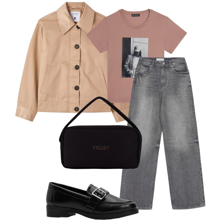 Outfit donna - Stile per tutti i giorni. Stile Urban per Tutti i giorni. Abbinamento con mocassini, cappotti, jeans, borse a mano, t-shirt.