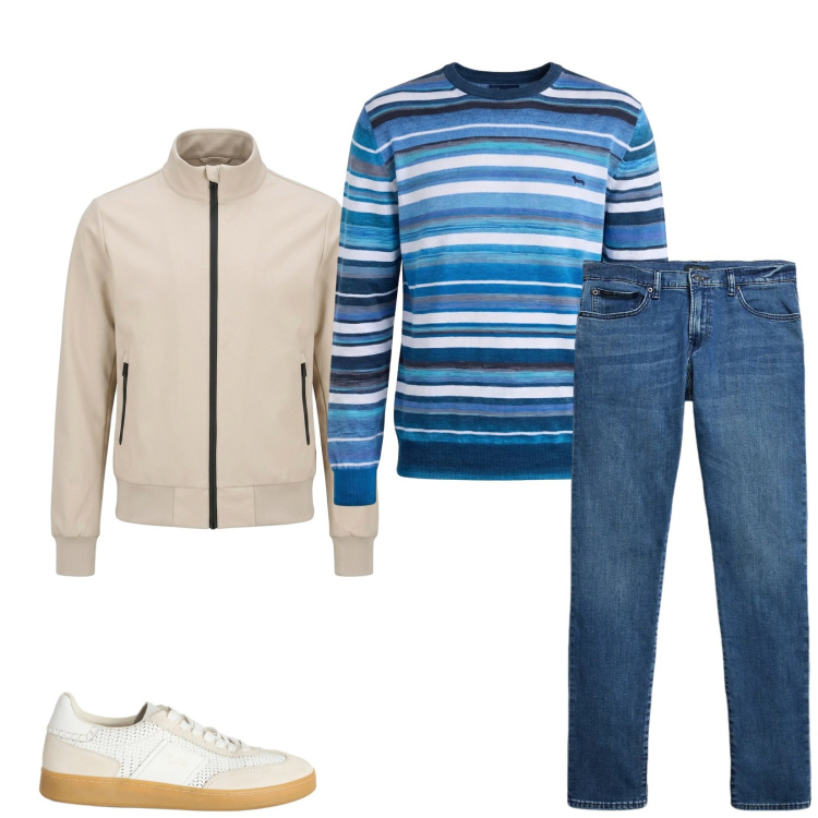 Outfit uomo - Total look #2382545. Stile Casual per Tutti i giorni. Abbinamento con pullovers, sneakers, jeans, bomber.