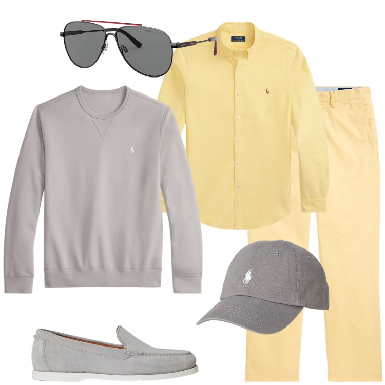 Outfit uomo - Total look #2382551. Stile Trendy per Tutti i giorni. Abbinamento con pantaloni, felpe, camicie, scarpe stringate, cappelli, occhiali da sole.