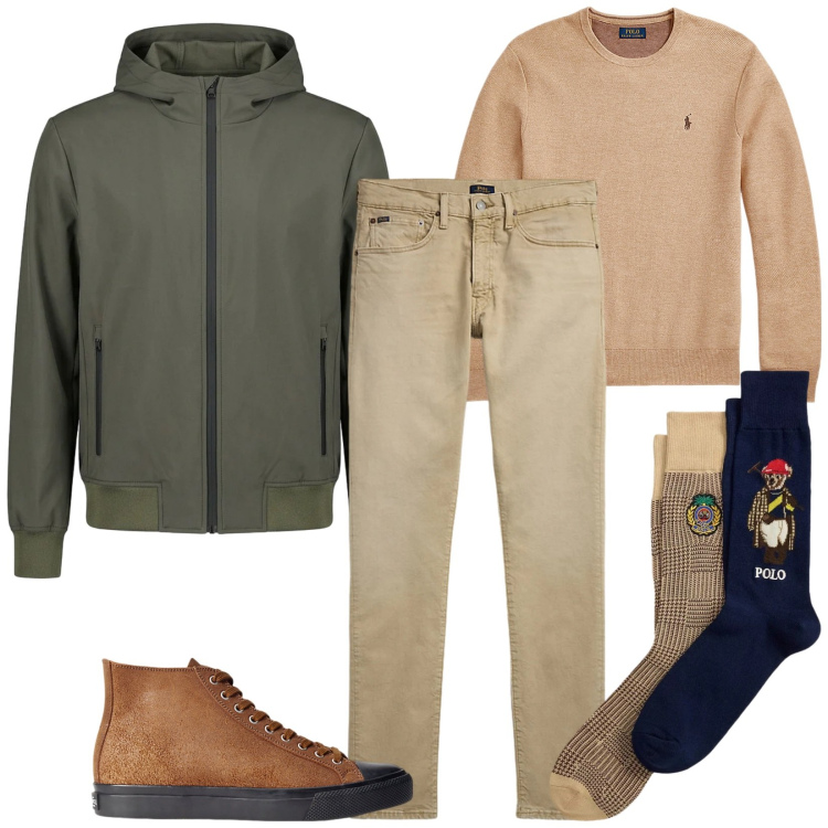 Outfit uomo - Total look #2382559. Stile Casual per Tutti i giorni. Abbinamento con sneakers, maglieria, jeans, calzini, giacche.