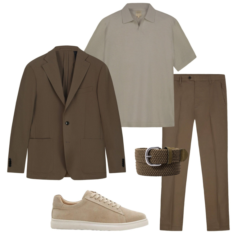 Outfit uomo - In ufficio. Stile Business/Elegante per Ufficio. Abbinamento con sneakers, giacche, pantaloni, polo, cinture.