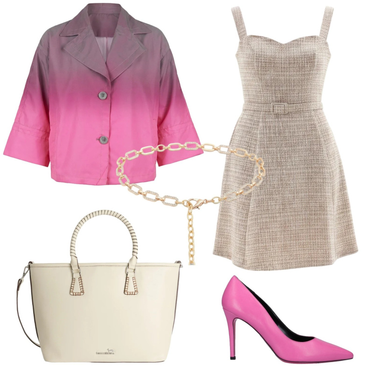 Outfit donna - Occasione daily. Stile Minimal per Tutti i giorni. Abbinamento con décolleté, shopping bag, vestiti corti, cinture, cappotti.