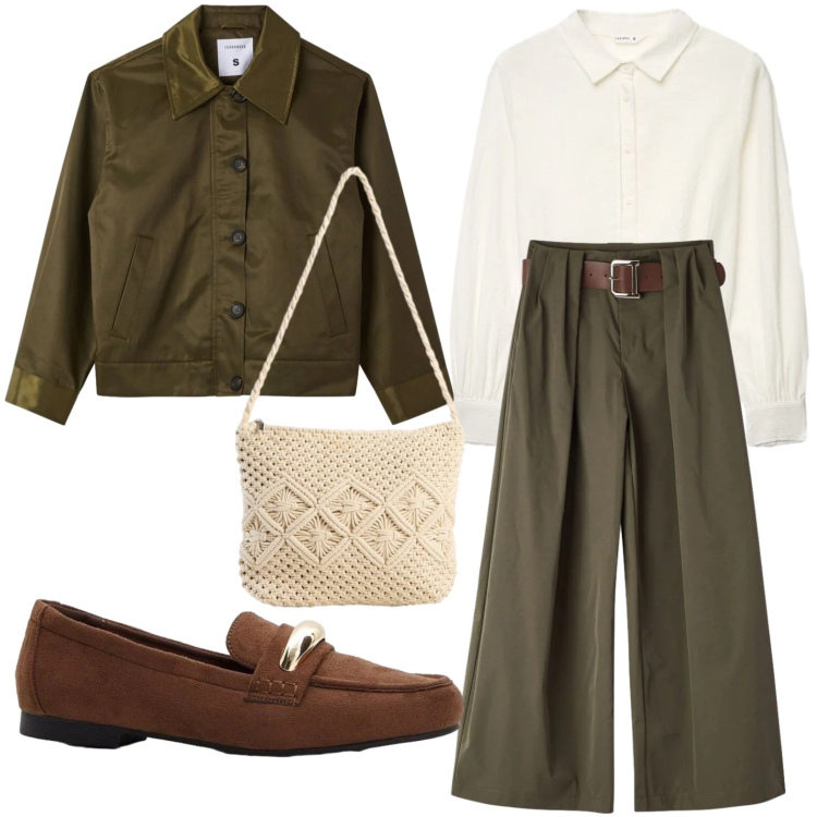 Outfit donna - Mocassini chocolat. Stile Minimal per Tutti i giorni. Abbinamento con borse a tracolla, mocassini, pantaloni, cappotti, camicie.