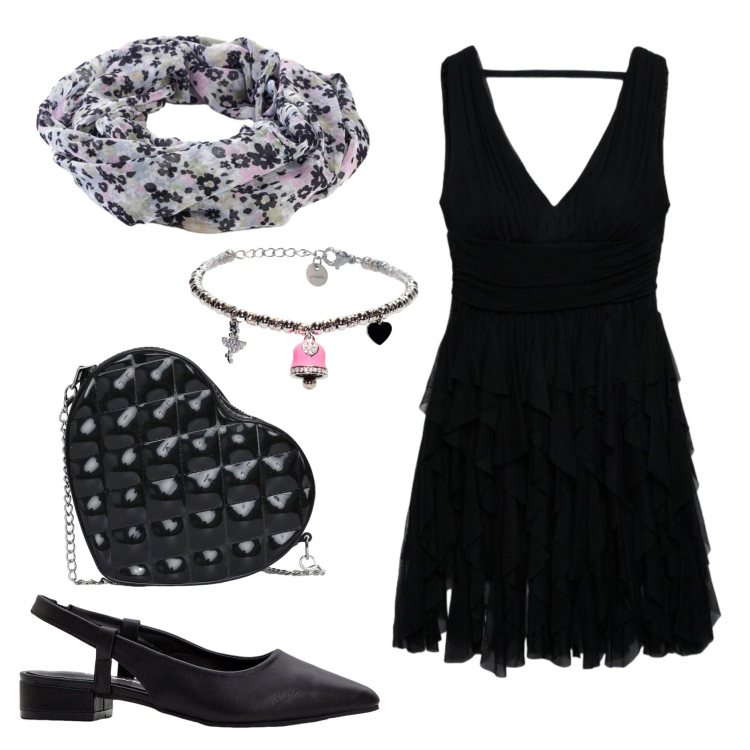 Outfit donna - Total look #2382676. Stile Romantica per Serata fuori. Abbinamento con foulard, décolleté, vestiti, borse a tracolla, braccialetti.