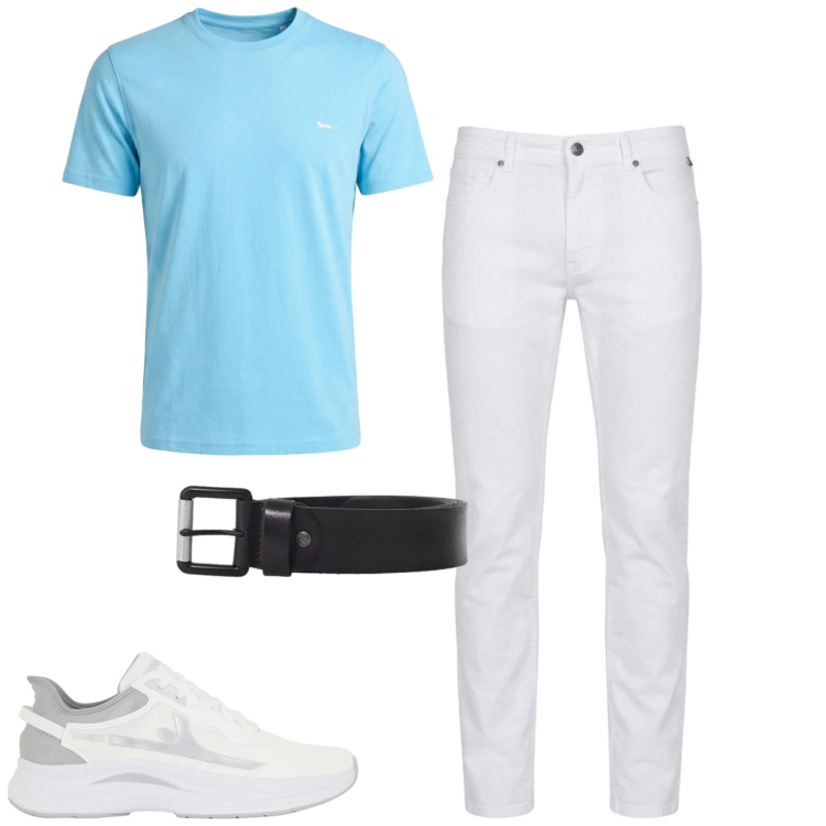 Outfit uomo - Spring. Stile Casual per Tutti i giorni. Abbinamento con t-shirt, pantaloni, cinture, sneakers.