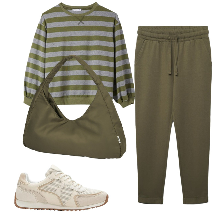 Outfit donna - Total look #2382703. Stile Casual per Sport. Abbinamento con sneakers alte, pantaloni, t-shirt, borse a spalla.