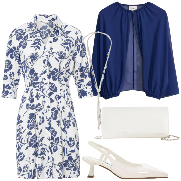 Outfit donna - Total look #2382704. Stile Chic per Cerimonia. Abbinamento con vestiti, décolleté, bolero, pochette, collane.