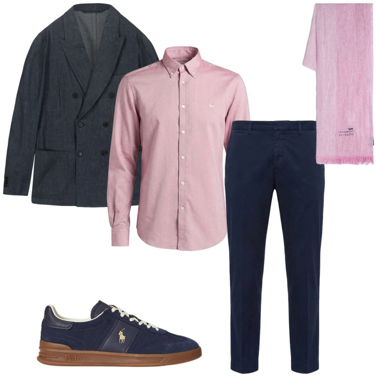 Outfit uomo - Total look #2382743. Stile Business/Elegante per Serata speciale. Abbinamento con sciarpe, camicie, pantaloni chino, sneakers, giacche.