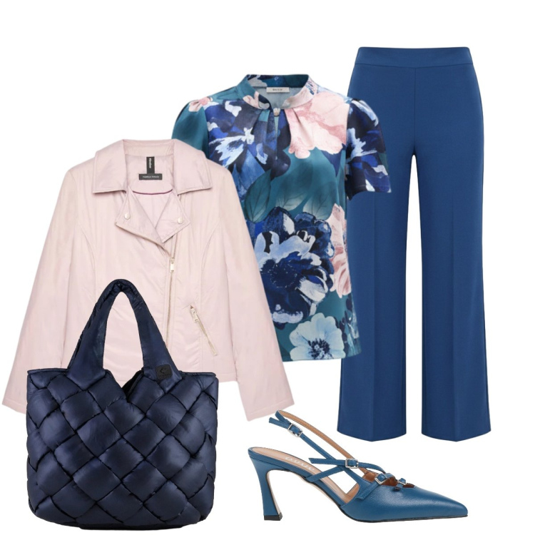 Outfit donna - Colori sfumati. Stile Bon Ton per Ufficio. Abbinamento con décolleté, piumini, pantaloni a palazzo, bluse, borse tote.