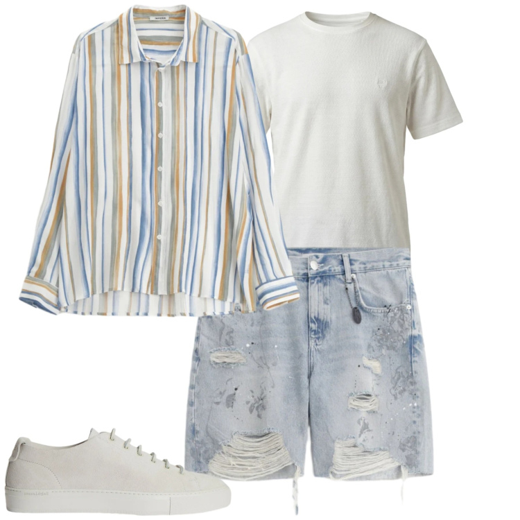 Outfit uomo - Total look #2382844. Stile Casual per Tutti i giorni. Abbinamento con camicie, bermuda, t-shirt, sneakers.