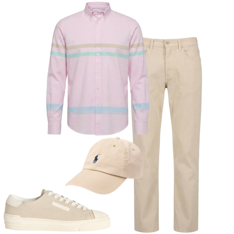 Outfit uomo - Spring. Stile Trendy per Tutti i giorni. Abbinamento con sneakers, camicie, pantaloni, cappelli.
