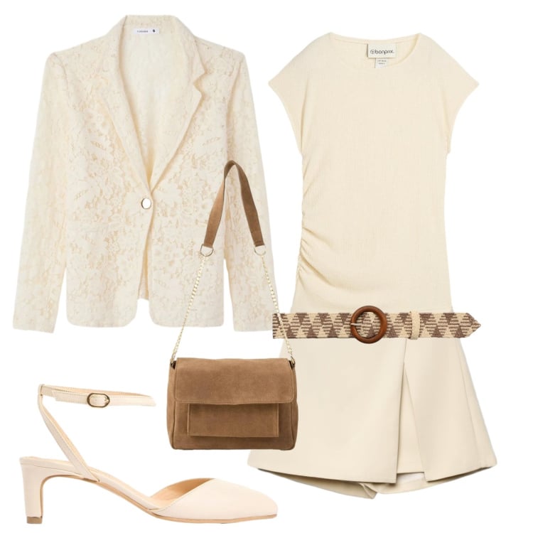 Outfit donna - Total look #2382895. Stile Minimal per Cerimonia. Abbinamento con top, décolleté, borse a tracolla, gonne, blazer, cinture.