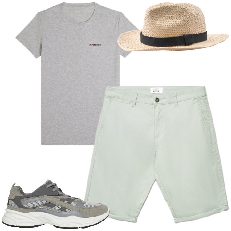 Outfit uomo - Total look #2382945. Stile Casual per Tutti i giorni. Abbinamento con sneakers, shorts, t-shirt, cappelli.