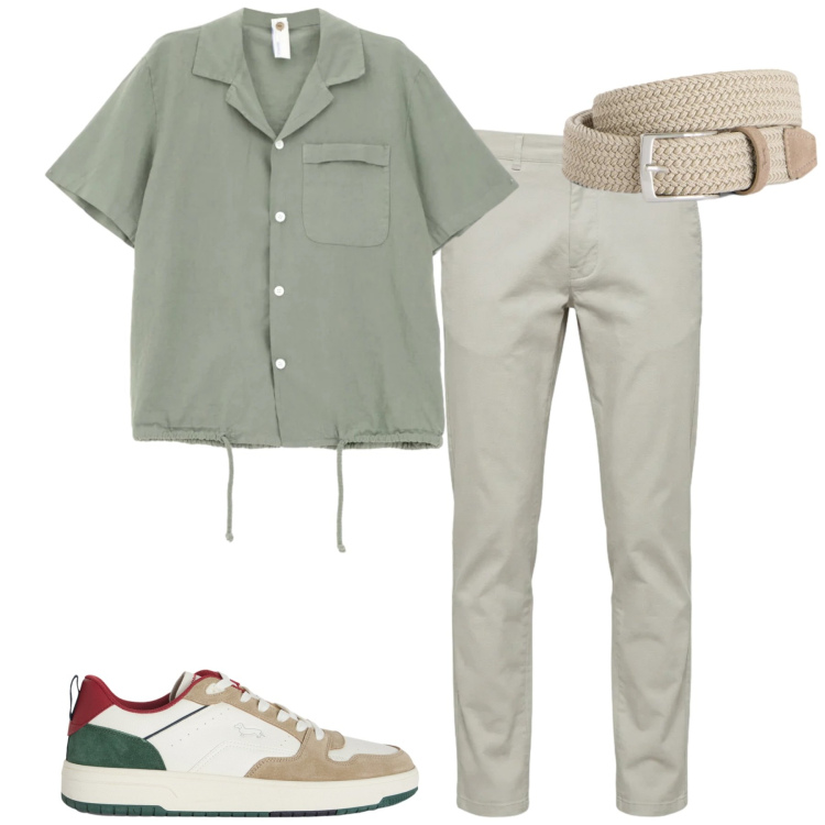 Outfit uomo - Total look #2382950. Stile Urban per Tutti i giorni. Abbinamento con camicie a manica corta, cinture, sneakers, pantaloni.