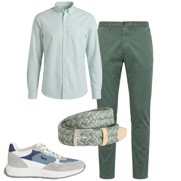 Outfit uomo - Total look #2382951. Stile Urban per Tutti i giorni. Abbinamento con sneakers, camicie, cinture, pantaloni chino.