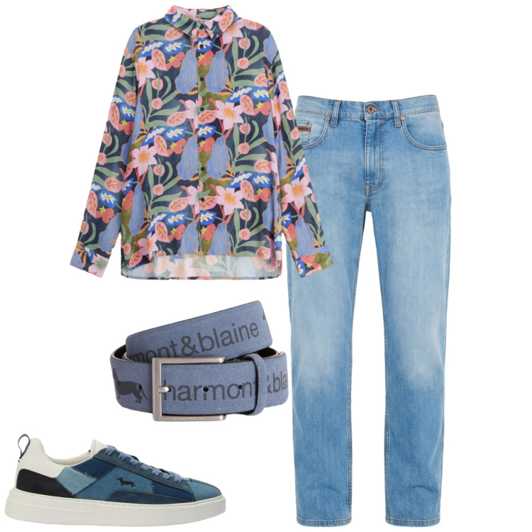Outfit uomo - Total look #2382964. Stile Trendy per Tutti i giorni. Abbinamento con camicie, jeans, cinture, sneakers.