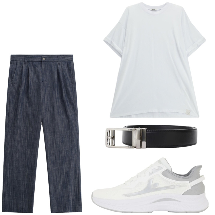 Outfit uomo - Total look #2382976. Stile Urban per Tutti i giorni. Abbinamento con pantaloni, t-shirt, cinture, sneakers.
